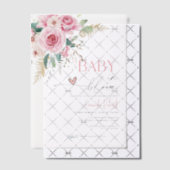 ベビーイン開花ピンク花ベビーシャワー ベラム紙招待状 (オフセット (招待状))