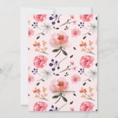 ベビーイン開花ピンク花模様カスタムベビーシャワー 招待状 (裏面)