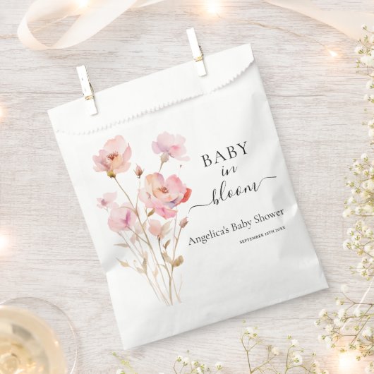 ベビーイン開花ピンク赤面水彩牧草花 フェイバーバッグ (クリップ留めされた状態)