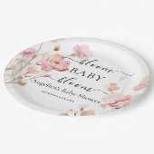 ベビーイン開花ピンク赤面水彩牧草花 ペーパープレート (アングル)