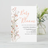 ベビーイン開花ピーチフローラガールベビーシャワー 招待状 (スタンド正面)