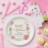 ベビーイン開花フラワーをテーマにした赤ちゃんシャワーカスタム ペーパープレート (パーティー)