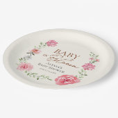 ベビーイン開花フラワーをテーマにした赤ちゃんシャワーカスタム ペーパープレート (アングル)