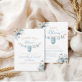 ベビーイン開花フラワーズブルー男の赤ちゃんシャワー サンキューカード