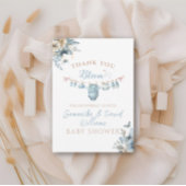 ベビーイン開花フラワーズブルー男の赤ちゃんシャワー サンキューカード