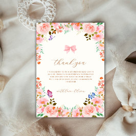 ベビーイン開花フラワーバタフライガーデンベビーシャワー サンキューカード