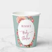 ベビーイン開花フラワーバラピンクベビーシャワーウェルカム 紙コップ (裏面)