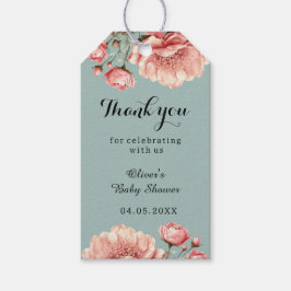 ベビーイン開花フラワーバラピンクベビーショーありがとう ギフトタグ