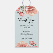 ベビーイン開花フラワーバラピンクベビーショーありがとう ギフトタグ (正面)