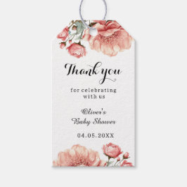 ベビーイン開花フラワーバラピンクベビーショーありがとう ギフトタグ