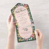 ベビーイン開花フローラガーデングリーンハウスベビーシャワー オールインワン招待状 (貼ってはがせる)