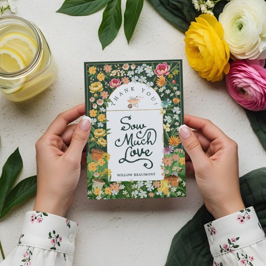 ベビーイン開花フローラガーデングリーンハウスベビーシャワー サンキューカード