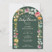 ベビーイン開花フローラガーデングリーンハウスベビーシャワー 招待状 (正面)
