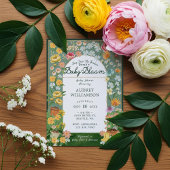 ベビーイン開花フローラガーデングリーンハウスベビーシャワー 招待状
