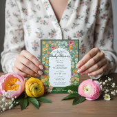 ベビーイン開花フローラガーデングリーンハウスベビーシャワー 招待状