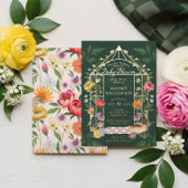 ベビーイン開花フローラガーデングリーンハウスベビーシャワー 箔招待状