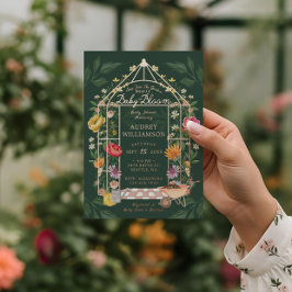 ベビーイン開花フローラガーデングリーンハウスベビーシャワー 箔招待状