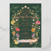 ベビーイン開花フローラガーデングリーンハウスベビーシャワー 箔招待状 (正面)