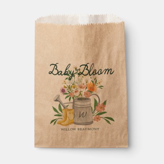 ベビーイン開花フローラガーデンレインブーツベビーシャワー フェイバーバッグ (正面)