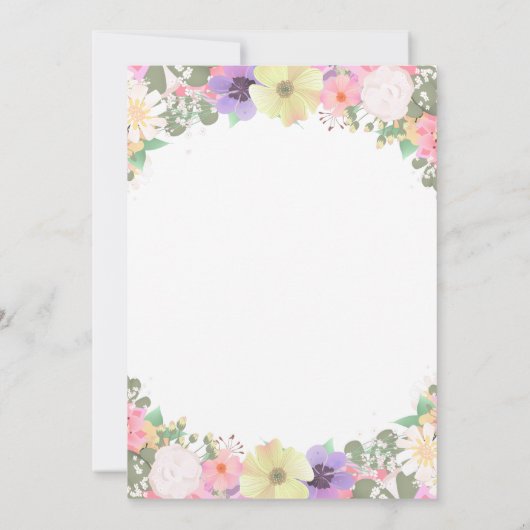 ベビーイン開花フローラガーデン男の赤ちゃんシャワー 招待状 (裏面)