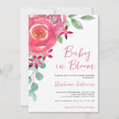 ベビーイン開花フローラガールズベビーシャワー 招待状 (正面)