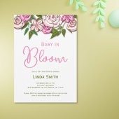 ベビーイン開花フローラガールベビーシャワー招待状 招待状