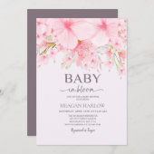 ベビーイン開花フローラガールベビーシャワー招待状 招待状 (正面/裏面)