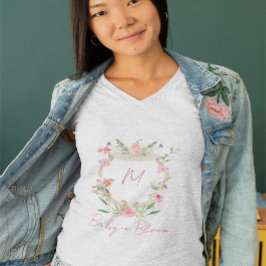 ベビーイン開花フローラクレストモノグラムピンク Tシャツ