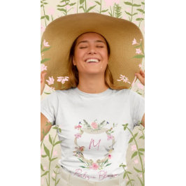 ベビーイン開花フローラクレストモノグラムピンク Tシャツ