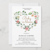 ベビーイン開花フローラハートベビーシャワー招待状 (正面)
