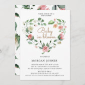 ベビーイン開花フローラハートベビーシャワー招待状 (正面/裏面)