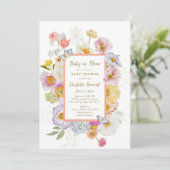 ベビーイン開花フローラバタフライベビーシャワー 招待状 (スタンド正面)