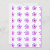 ベビーイン開花フローラピンクパープルベビーシャワーガール 招待状 (裏面)