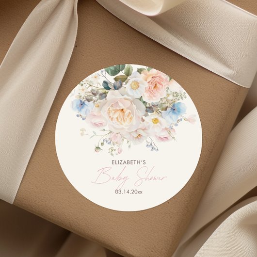ベビーイン開花フローラピンクベビーシャワークラシックルーン ラウンドシール