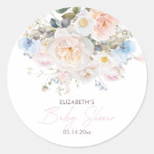 ベビーイン開花フローラピンクベビーシャワークラシックルーン ラウンドシール (正面)