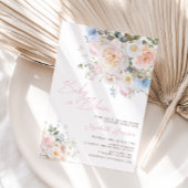 ベビーイン開花フローラピンクベビーシャワー招待状 招待状