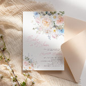 ベビーイン開花フローラピンクベビーシャワー招待状 招待状