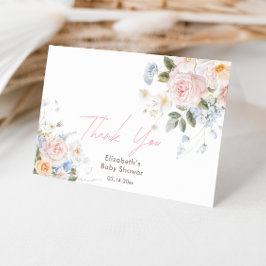 ベビーイン開花フローラピンクベビーシャワー サンキューカード