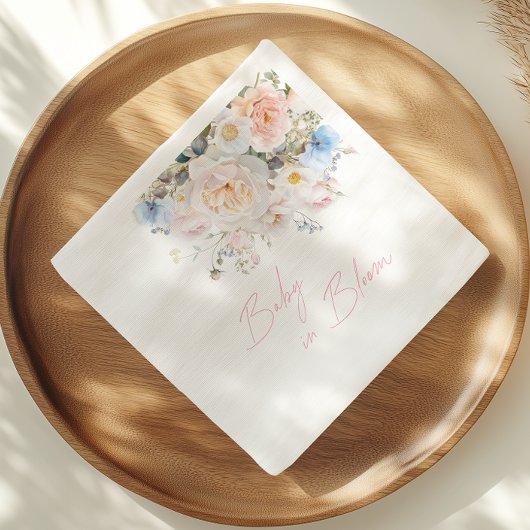 ベビーイン開花フローラピンクベビーシャワー スタンダードカクテルナプキン