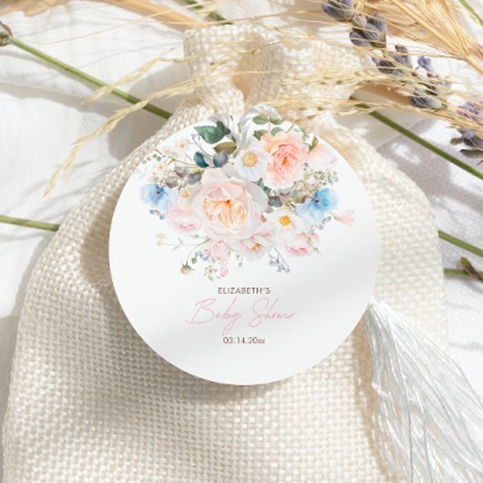 ベビーイン開花フローラピンクベビーシャワー フェイバータグ