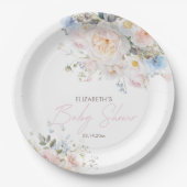 ベビーイン開花フローラピンクベビーシャワー ペーパープレート (正面)