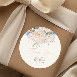 ベビーイン開花フローラピンクベビーシャワー ラウンドシール