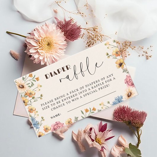 ベビーイン開花フローラベビーシャワーおむつラッフル エンクロージャーカード