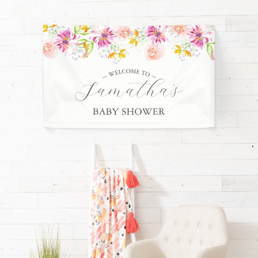 ベビーイン開花フローラベビーシャワー歓迎サイン 横断幕 (インサイチュ)