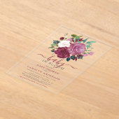 ベビーイン開花フローラベビーシャワー アクリル招待状 (レイダウン)