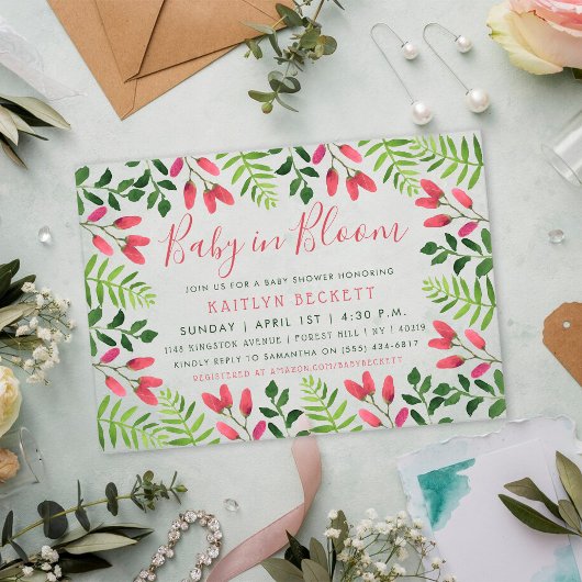 ベビーイン開花フローラベビーシャワー アクリル招待状