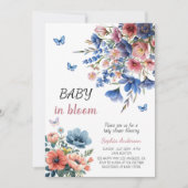 ベビーイン開花フローラベビーシャワー – パステルフラワーズ 招待状 (正面)