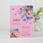ベビーイン開花フローラベビーシャワー – パステルフラワーズ 招待状 (スタンド正面)