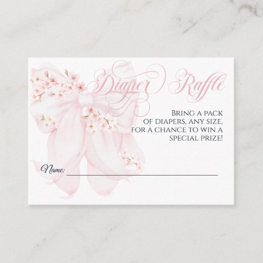 ベビーイン開花フローラボウ春ガールベビーシャワー エンクロージャーカード (正面)