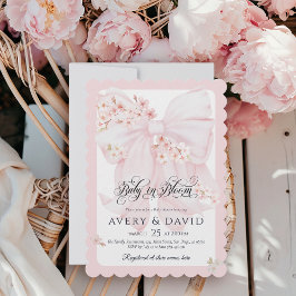 ベビーイン開花フローラボウ春ガールベビーシャワー 招待状